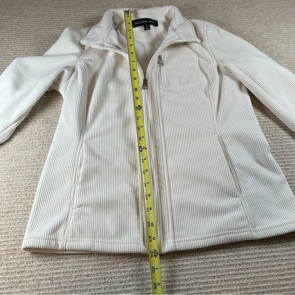 Andrew Marc Cream Ribbed‎ Jacket Women's Small Full Zip Quiet Luxury Minimalist